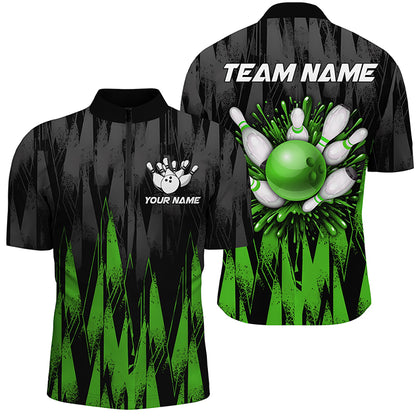 Unisex Bowling Team Jerseys Custom Green Bowling Quarter Zip Shirt For Men & Women BDT458