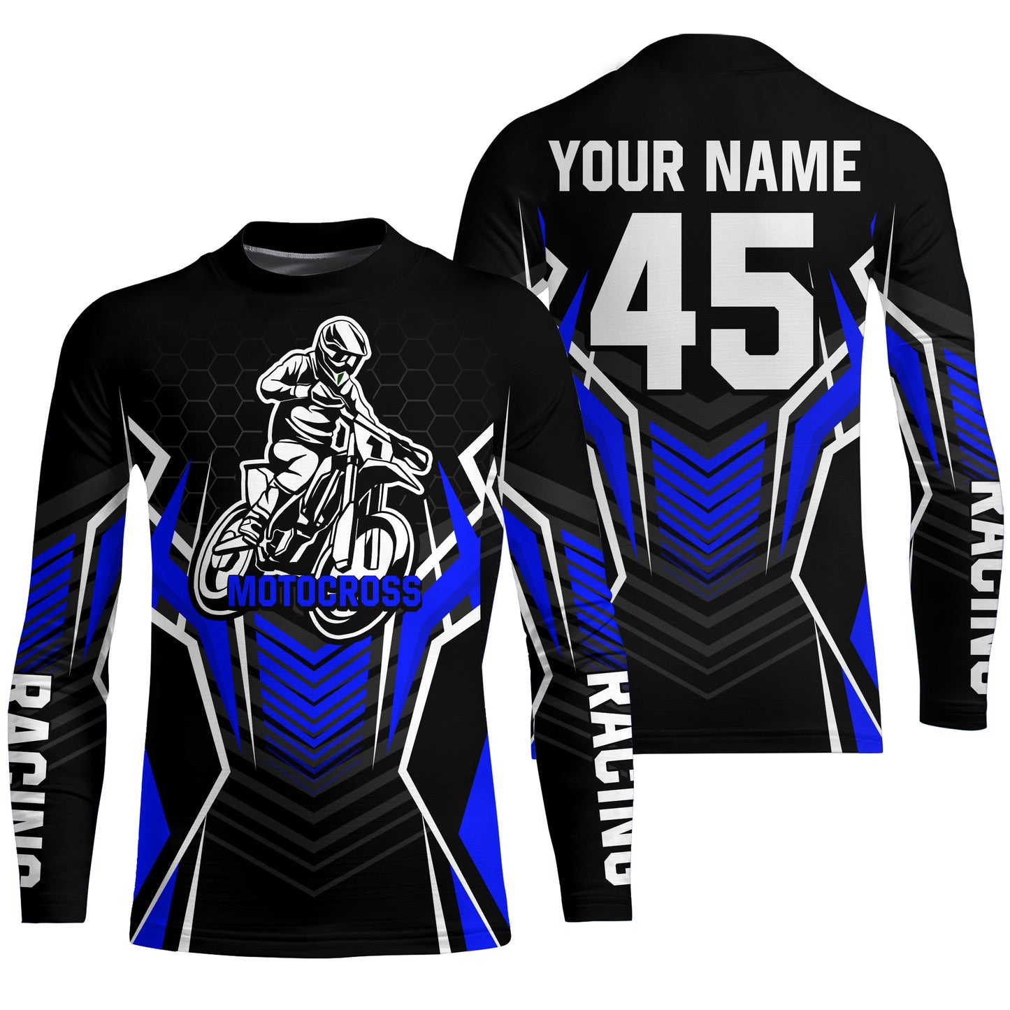 Blue Motocross Jersey Men Women Kid Upf30+ Custom Dirt Bike Shirt Off-Road Jersey Boys Girls PDT668