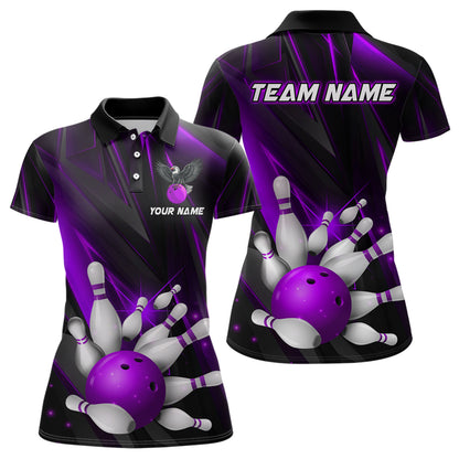 Eagle Bowling Polo Shirts For Men & Women Custom Team Bowling Jersey Uniform Bowler Gift | Purple BDT524