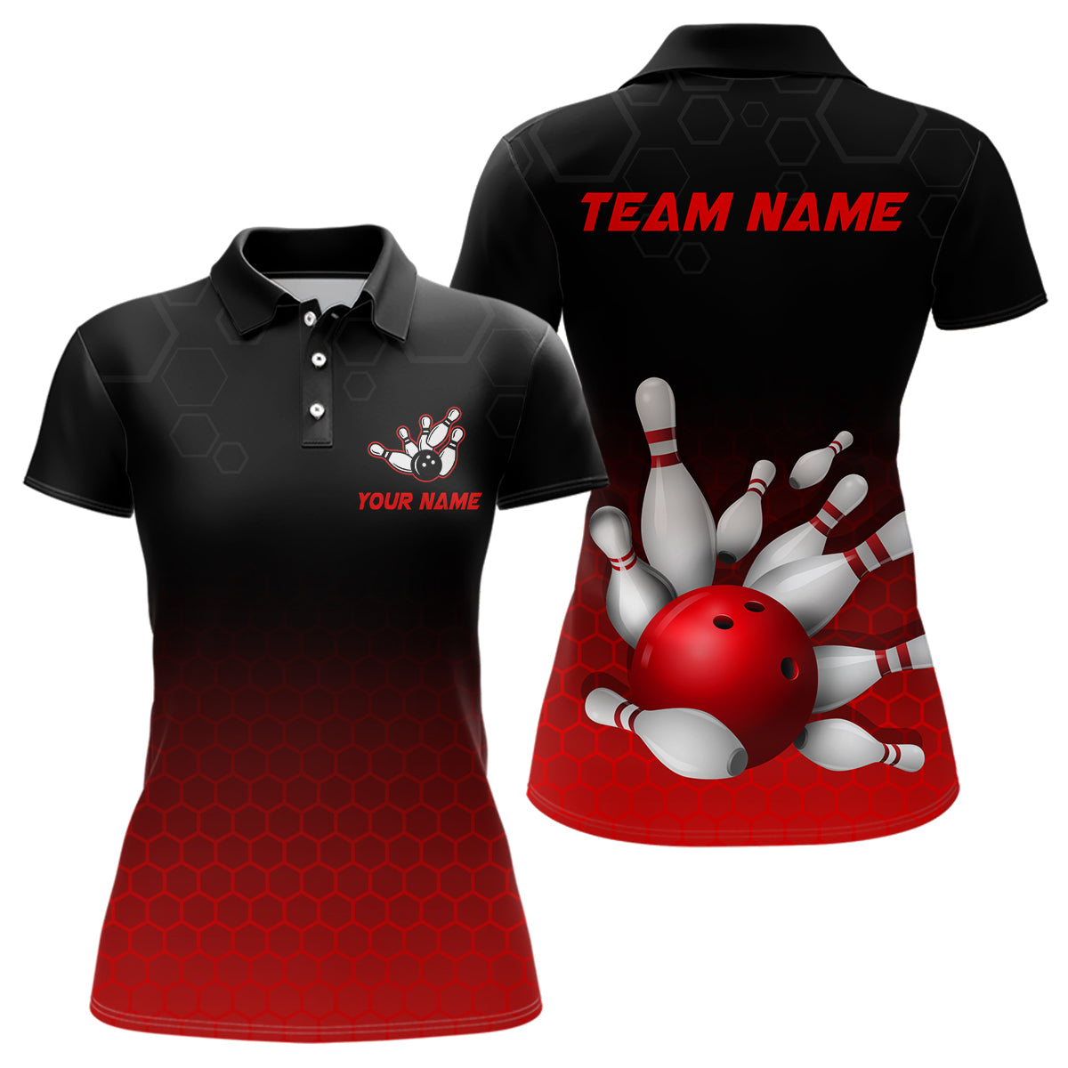 Personalized Red Bowling Shirt for Men & Women Bowling Team Jersey Bowling Polo BDT555