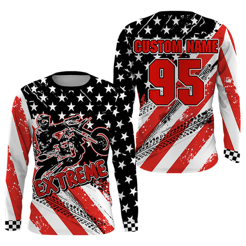 Custom Motocross Jersey Kid Men UPF30+ American Flag Dirt Bike Shirt MX Racing Off-Road Motorcycle PDT623