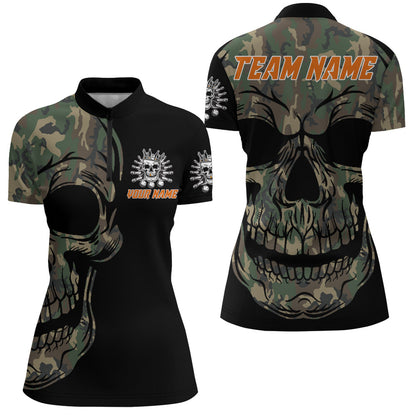 Camo Bowling Shirt Custom Skull Bowling Jersey Women Bowling Quarter-Zip Shirt For Team BDT284