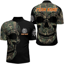 Load image into Gallery viewer, Camo Bowling Shirt Custom Skull Bowling Jersey Men Bowling Quarter-Zip Shirt For Team BDT284