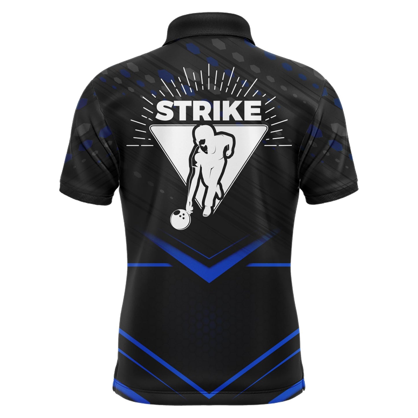 Strike Bowling Shirt for Men Personalized Bowling Jersey Blue&Black Bowling Polo Shirt BDT259