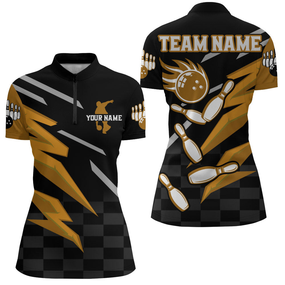 Bowling Quarter-Zip Shirt For Women Custom Bowling Jersey Team League Bowling Shirts BDT306