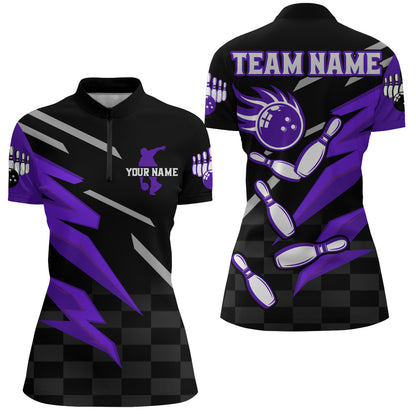 Bowling Quarter-Zip Shirt For Women Custom Bowling Jersey Team League Bowling Shirts BDT306