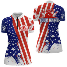 Load image into Gallery viewer, Personalized Bowling Jersey Women American Bowling Shirt Team Custom Bowling Quarter-Zip Shirt BDT307