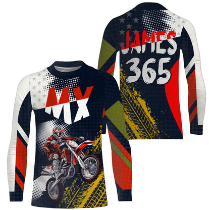 American Flag MX Jersey Youth Men Women UPF30+ Custom Motocross Dirt Bike Shirt Motorcycle Racing PDT692