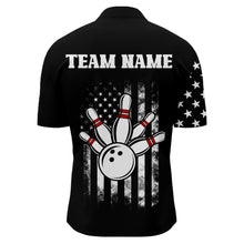Load image into Gallery viewer, American Bowling Shirt Men Black Bowling Team League Jersey Custom Bowling Quarter-Zip Shirt BDT357