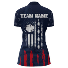 Load image into Gallery viewer, Navy Bowling Quarter-Zip Shirt Women American Bowling Team Jersey Custom Star Bowling Shirts BDT360