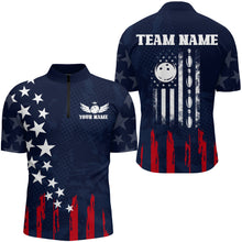 Load image into Gallery viewer, Navy Bowling Quarter-Zip Shirt Men American Bowling Team Jersey Custom Star Bowling Shirts BDT360