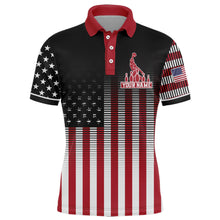Load image into Gallery viewer, American Bowling Jersey Men Custom Black Bowling Polo Shirt Team Patriot Bowling Shirt BDT317