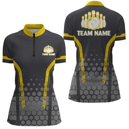 Personalized Bowling Quarter-Zip Shirts Women Custom Bowling Jersey Team Bowlers BDT269