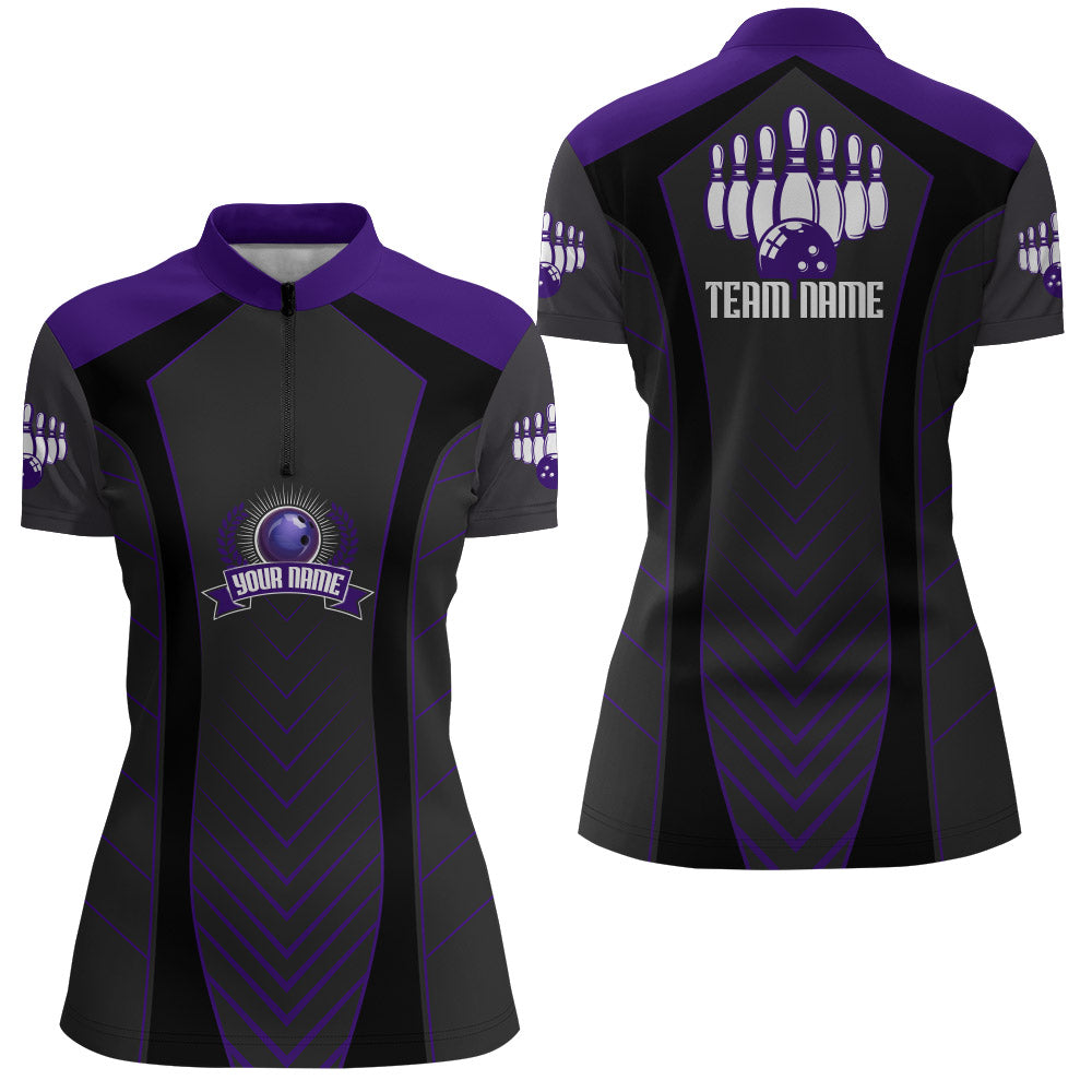 Bowling Quarter-Zip Shirt For Women Custom Name Bowling Jersey Bowling Team Shirt BDT266