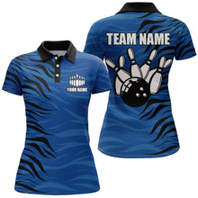 Load image into Gallery viewer, Custom Bowling Polo Shirt Blue Bowling Jersey For Women Personalized Bowling League Shirt BDT338