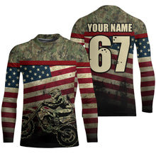 Load image into Gallery viewer, Custom Dirt Bike Jersey Kid Men Women UPF30+ American Flag Motocross Dirt Bike Shirts Motorcycle PDT707