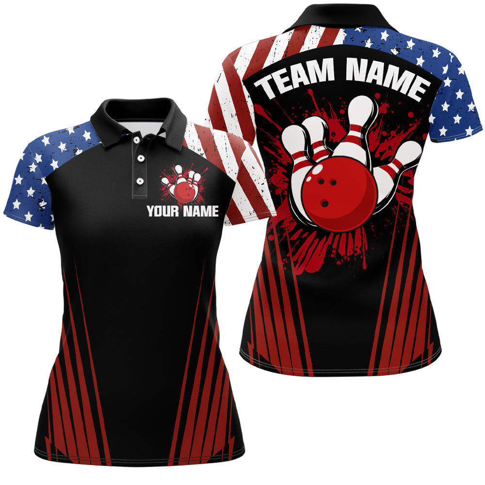 Patriotic Bowling Polo Shirt Men Women Personalized Bowling Jersey Team BDT498