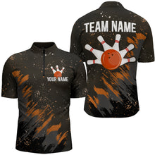 Load image into Gallery viewer, Personalized Orange Bowling Jersey Team Custom 1/4 Bowling Shirt For Men &amp; Women BDT486