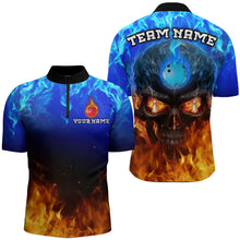 Load image into Gallery viewer, Flame Skull Bowling Shirts Unisex Custom 1/4 Bowling Team Jersey For Men &amp; Women BDT483
