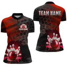 Load image into Gallery viewer, Custom Red Bowling Shirts For Men &amp; Women Bowling Team League Jersey Unisex Quarter-Zip BDT533