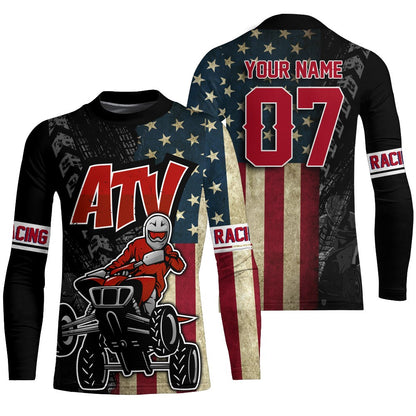 ATV Motocross Jersey Adult&Kid UPF30+ American Flag Quad Bike Shirt Off-Road Patriotic ATV MX PDT725