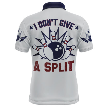 I Don't Give A Split Bowling Polo Shirt Men Custom American Bowling Jersey BDT276
