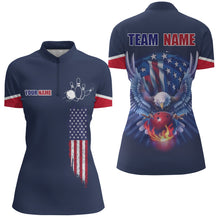 Load image into Gallery viewer, American Bowling Quarter-Zip Shirt For Men &amp; Women Custom Eagle Bowling Team Jersey Navy BDT539