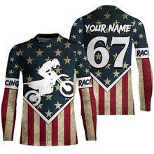 Load image into Gallery viewer, Kid&amp;Adult American Flag Motocross Jersey Personalized UPF30+ Dirt Bike Shirt Off-Road MX Racing PDT748