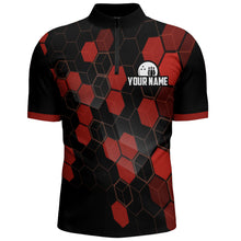 Load image into Gallery viewer, Black&amp;Red Bowling Jersey Men Bowling Team League Shirt Custom Bowling Quarter-Zip Shirt BDT315