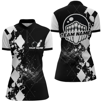 Bowling Quarter-Zip Shirts Women Bowling Team League Jersey Custom Bowling Shirt BDT219