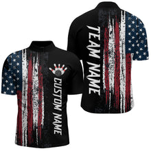Load image into Gallery viewer, Custom American Flag Bowling Shirts for Men &amp; Women Patriotic 1/4 Zip Bowling Team Jersey BDT473