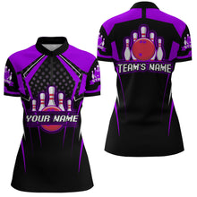 Load image into Gallery viewer, Personalized Bowling Jersey For Women Bowling Quarter-Zip Shirt For Team Strike BDT271