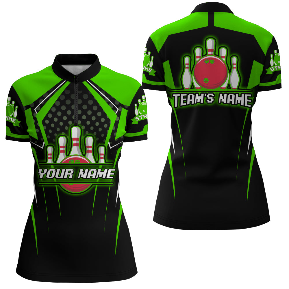 Personalized Bowling Jersey For Women Bowling Quarter-Zip Shirt For Team Strike BDT271