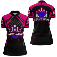Load image into Gallery viewer, Personalized Bowling Jersey For Women Bowling Quarter-Zip Shirt For Team Strike BDT271