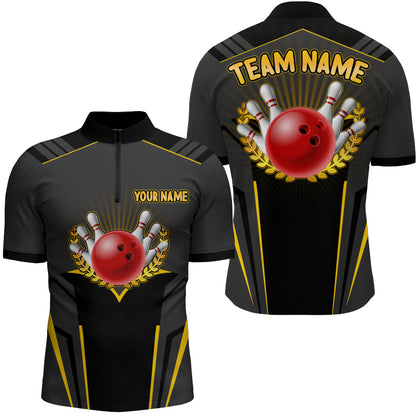 Personalized Bowling Jersey For Men Bowling Team League Shirts Custom Bowling Quarter-Zip Shirt BDT378