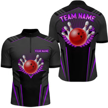 Load image into Gallery viewer, Personalized Bowling Jersey For Men Bowling Team League Shirts Custom Bowling Quarter-Zip Shirt BDT378