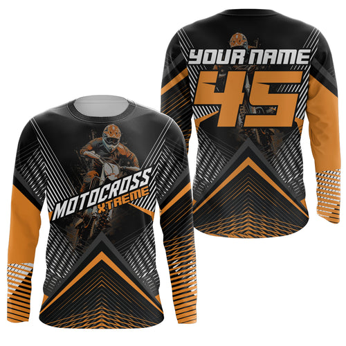 Custom Motocross Riding Jersey Men Women Kid Upf30+ Orange MX Dirt Bike Shirt Off-Road Jersey PDT673