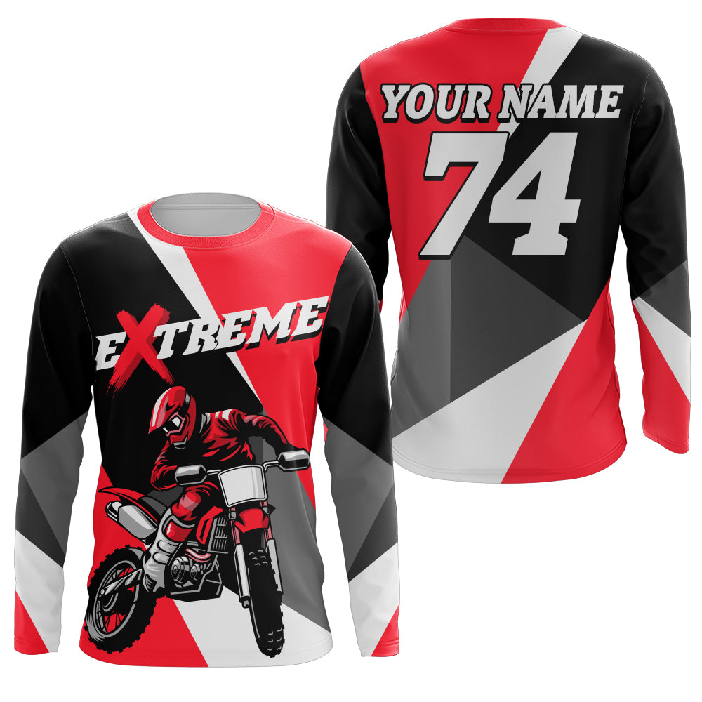 Kid Men Women Dirt Bike Jersey Red Upf30+ Custom Motocross Shirt Motorcycle Racing PDT676