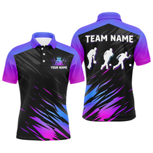 Load image into Gallery viewer, Teal&amp;Purple Bowling Shirts Men &amp; Women Custom Bowling Jersey Team Bowling Polo BDT525