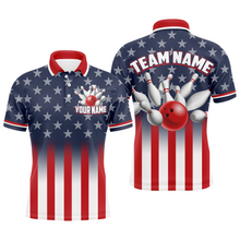 Load image into Gallery viewer, Custom American Flag Bowling Shirt For Men &amp; Women Polo Bowling Team Jersey Patriotic BDT480