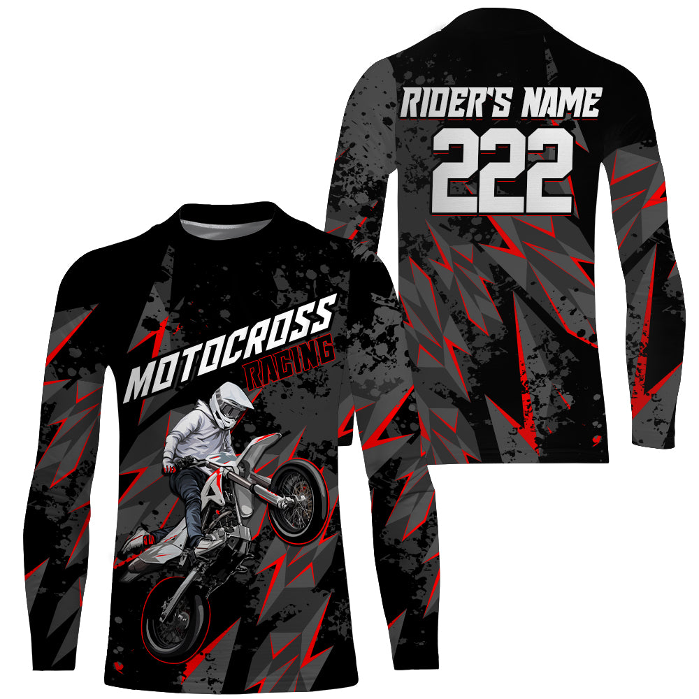 Custom Motocross Jersey Kid Men Women UPF30+ Red Dirt Bike Shirt MX Riding Off-Road Motorcycle PDT628