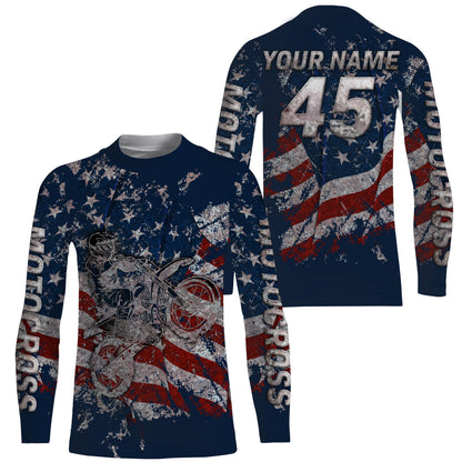 Custom Motocross Jersey Kid Men UPF30+ US Flag Dirt Bike Shirt MX Racing Off-Road Motorcycle PDT624