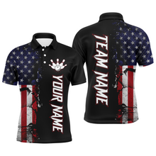 Load image into Gallery viewer, Personalized American Bowling Shirt Men &amp; Women Bowling Team Jersey Black Bowling Polo BDT566