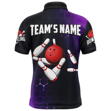 Load image into Gallery viewer, Purple Bowling Polo Shirt for Men Custom Bowling Jersey Bowling Team League Shirt BDT258