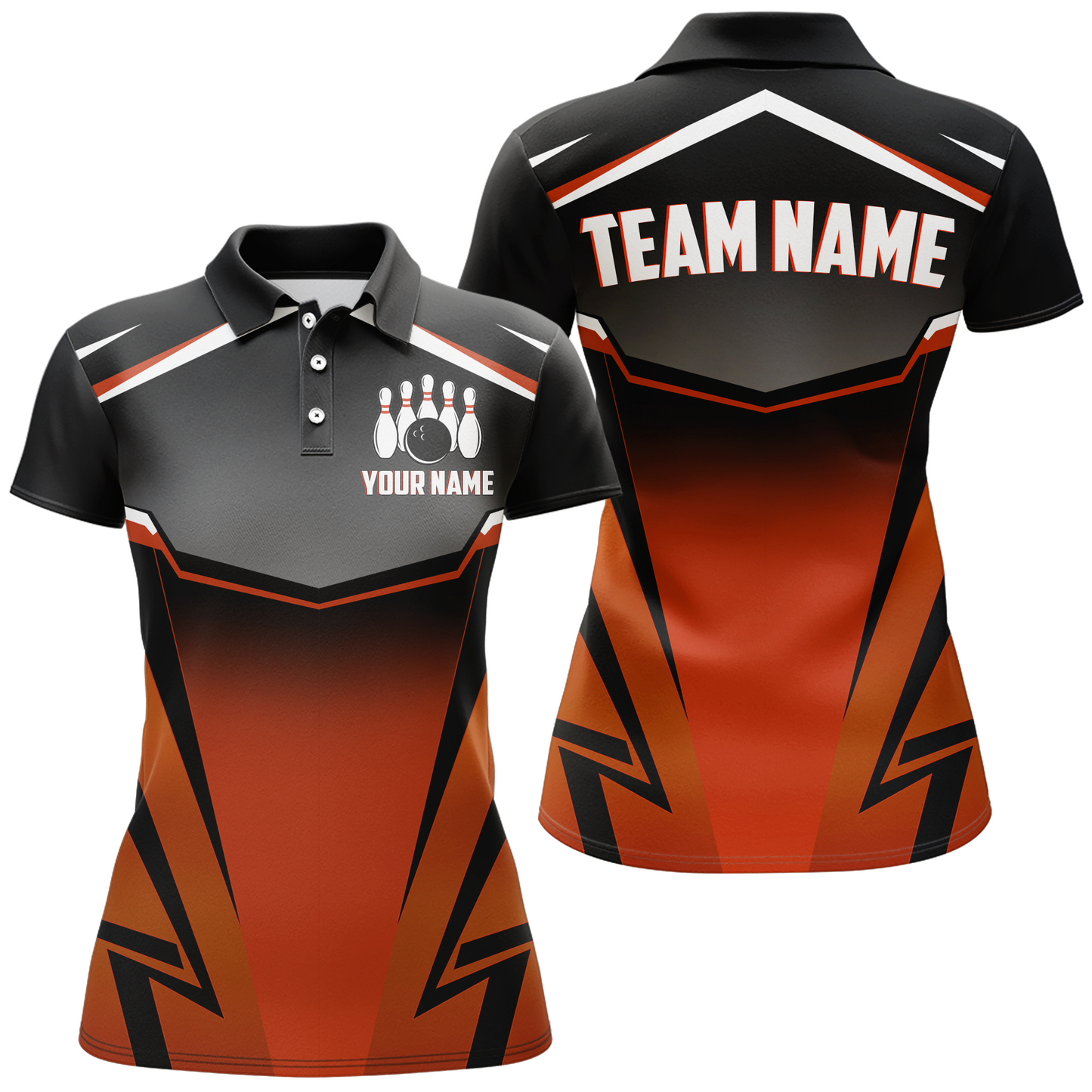 Custom Bowling Shirts Men & Women Orange Bowling Team Jersey Unisex Polo Bowling Uniform BDT530