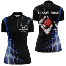 Load image into Gallery viewer, Custom Bowling Quarter-Zip Shirts Women Vintage Bowling Jersey Black Bowling Team League Shirts BDT215