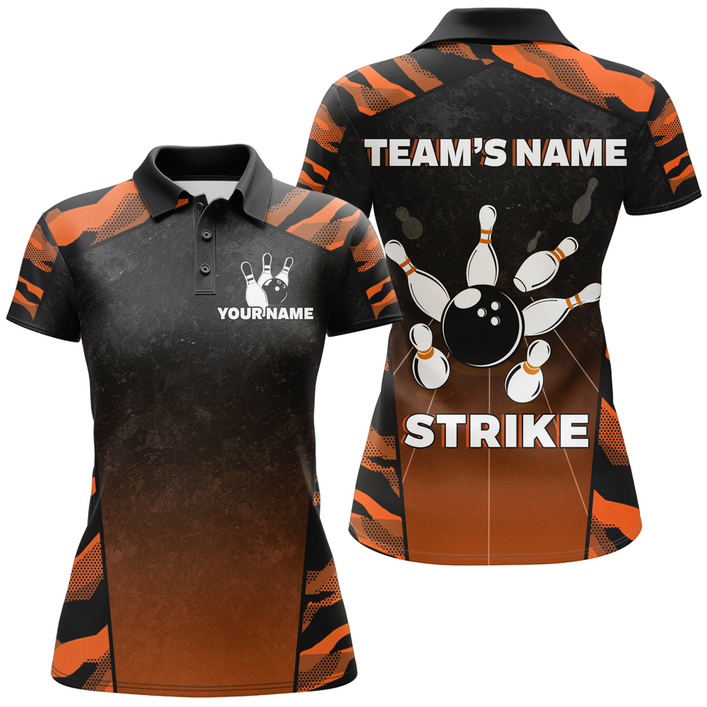 Camo Bowling Shirt Women Custom Bowling Polo Shirt Strike Bowling Team Jersey BDT328