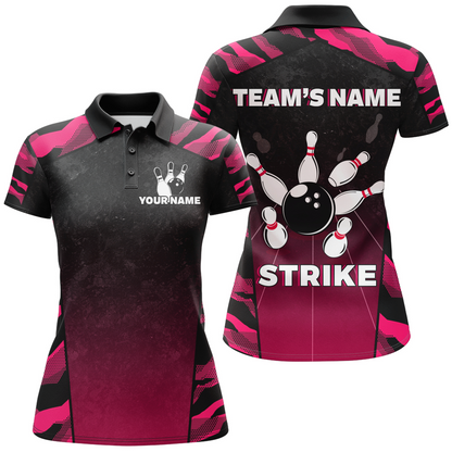 Camo Bowling Shirt Women Custom Bowling Polo Shirt Strike Bowling Team Jersey BDT328