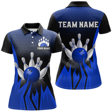 Load image into Gallery viewer, Custom Blue Flame Bowling Polo Shirts For Men &amp; Women Bowling Team Jersey BDT456