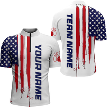 Load image into Gallery viewer, Custom American Bowling 1/4 Zip Shirt For Men Women White Blue Red Bowling Jersey Team BDT517